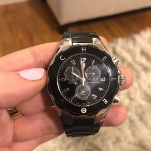 Michele Tahitian Jellybean Watch in Black/ Silver